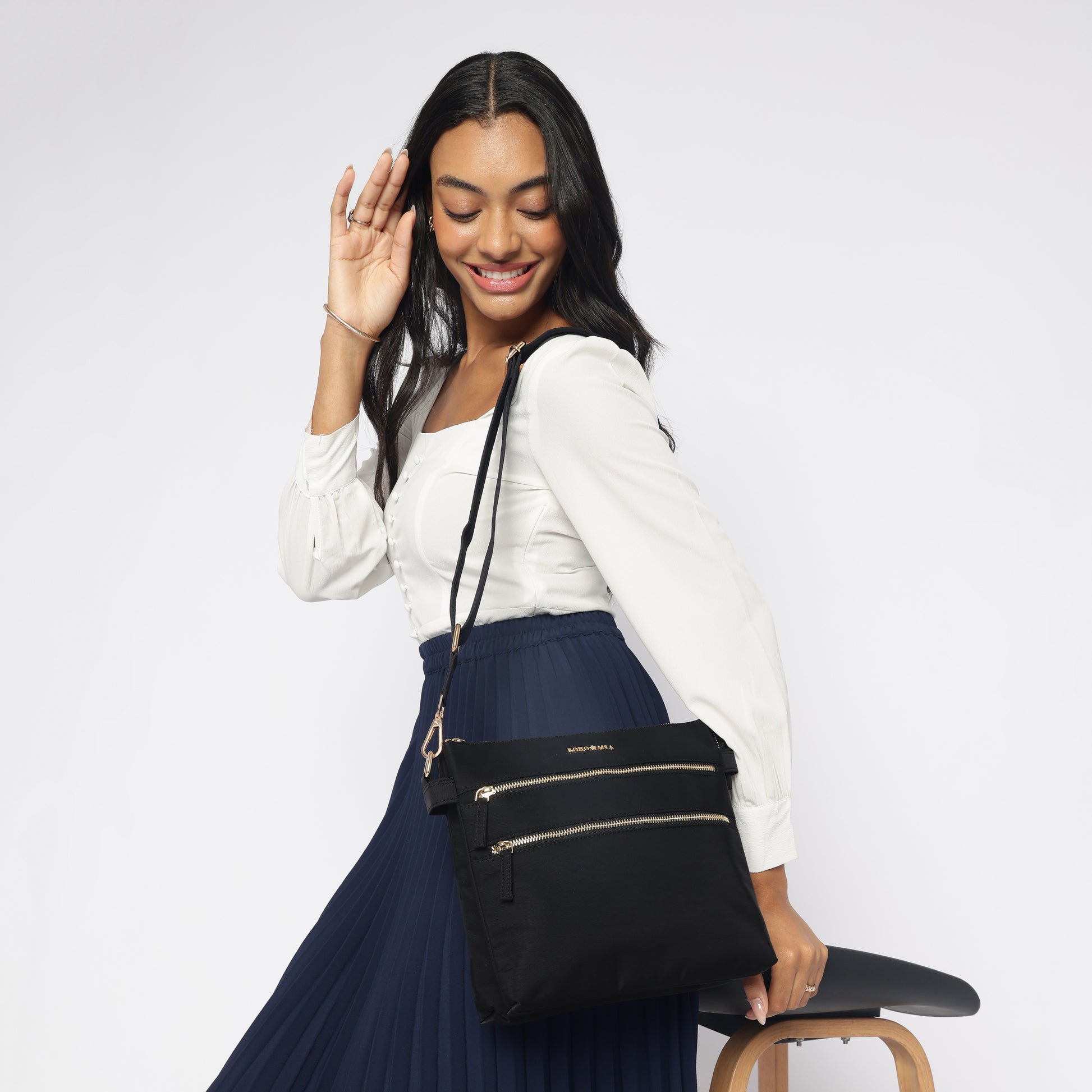 Tripper Crossbody/Sling Bag (Metal Zip) Black image 1