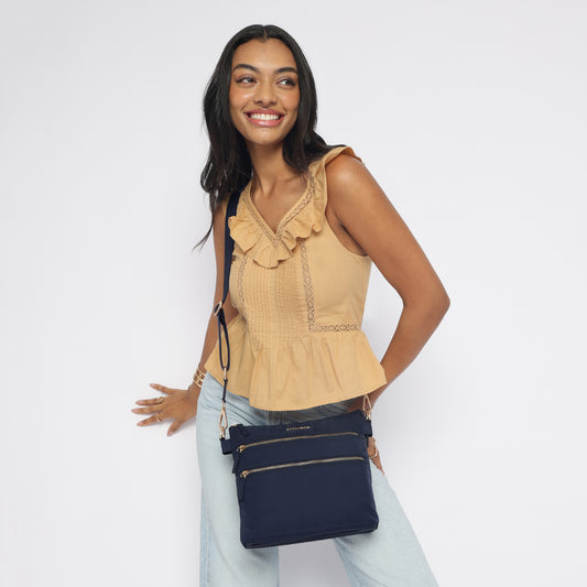 Tripper Crossbody/Sling Bag - Navy Blue (Gold Metal Zip) image 1