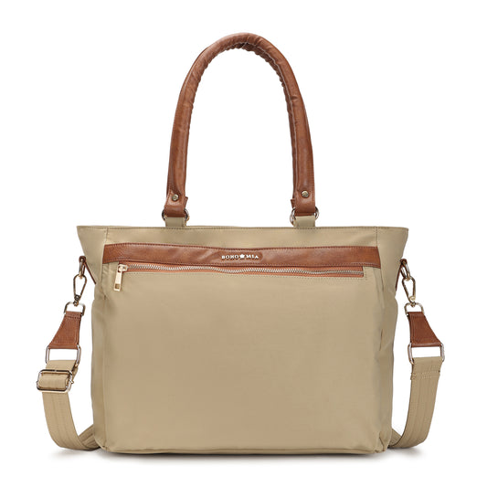 Wanderer Midi Work Bag (Sand) - Versatile Everyday Work Tote with Laptop Compartment & Pockets