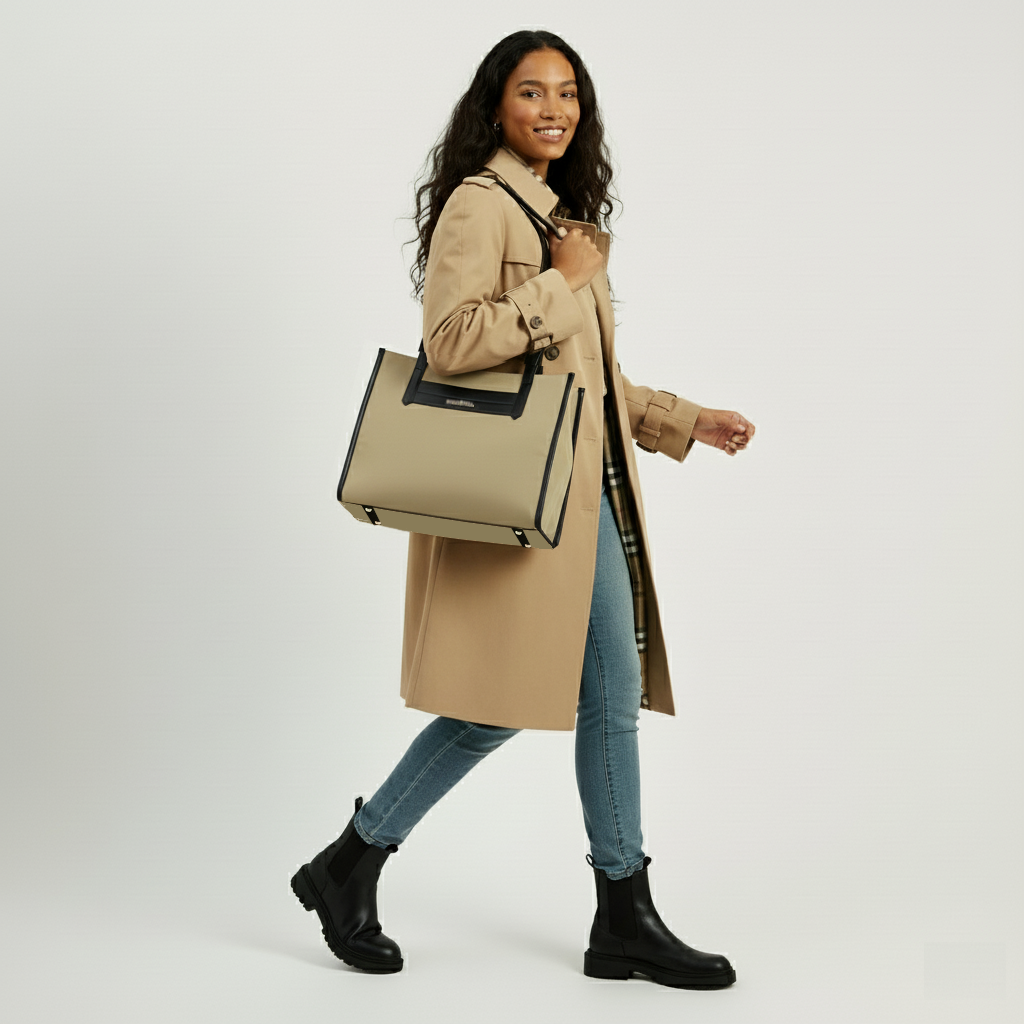 Bohomia All-Day Tote Sand (Structured Tote With Laptop Compartment)