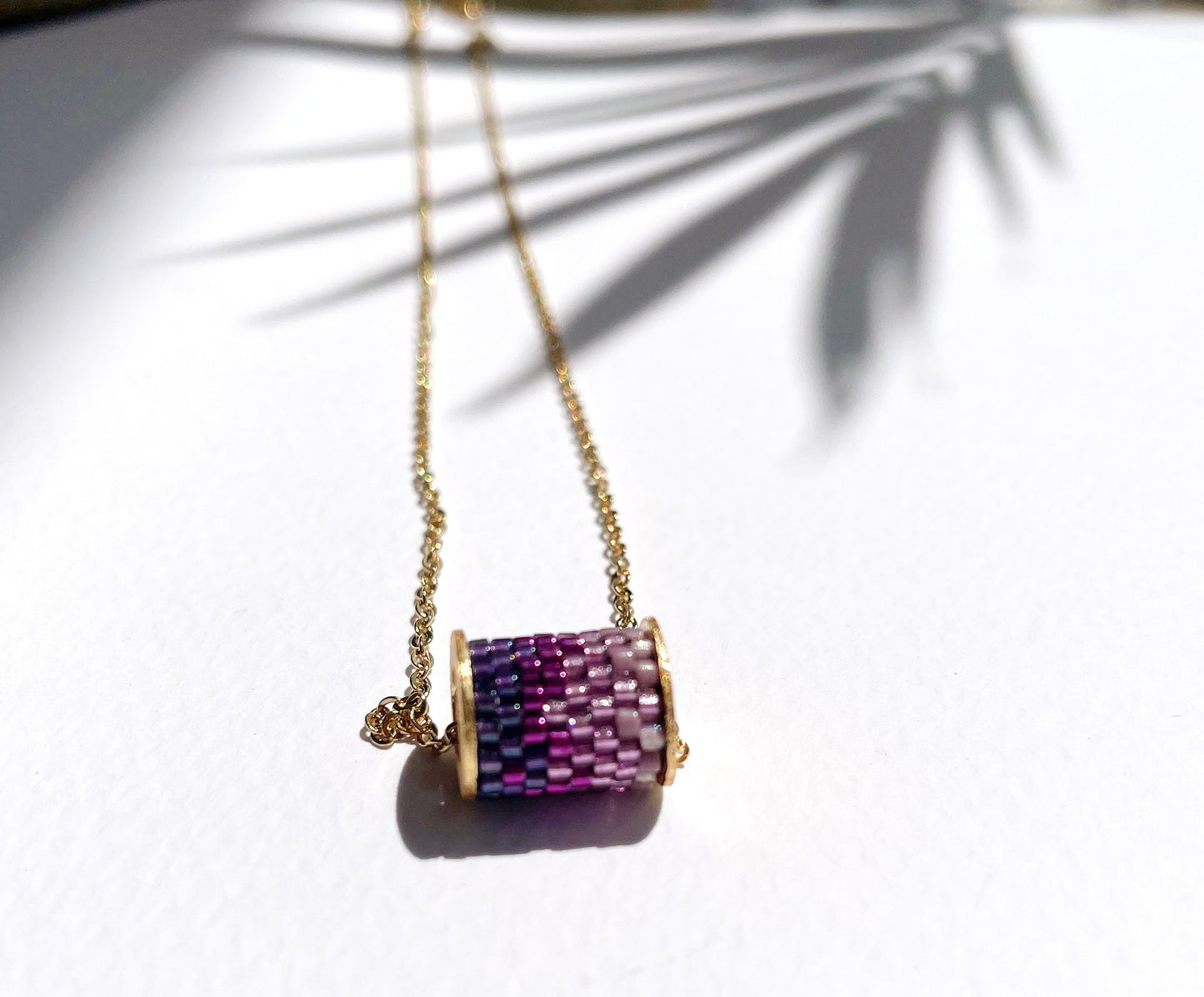 Barrel Pendant Ombre Grape 18K Gold Plated Necklace