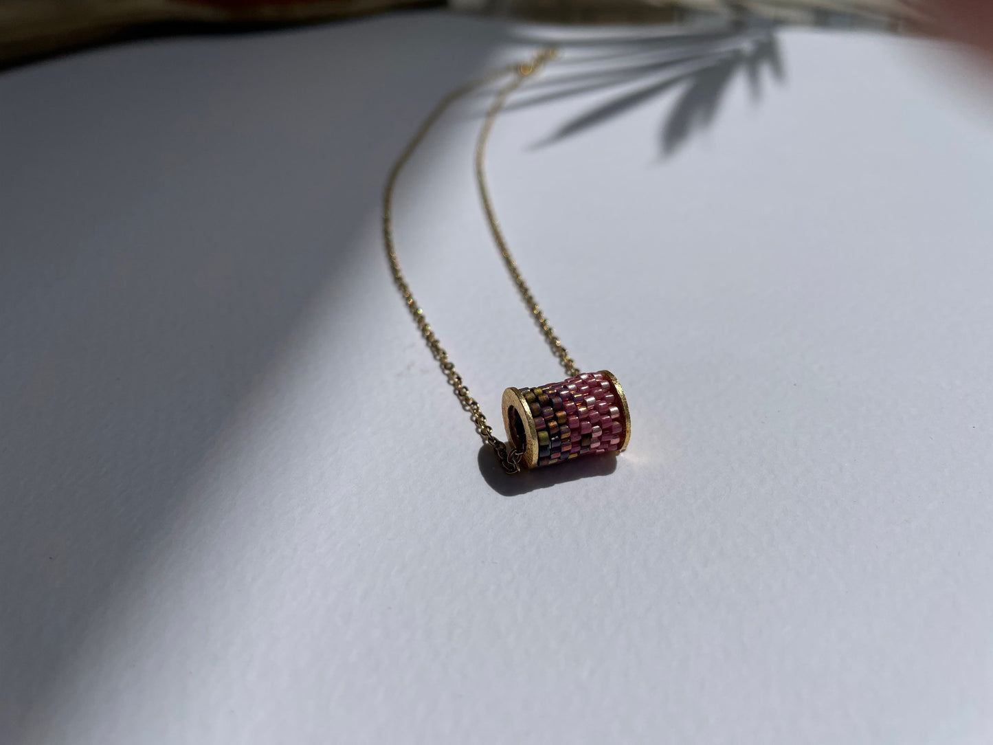 Barrel Pendant Ombre Pink 18K Gold Plated Necklace