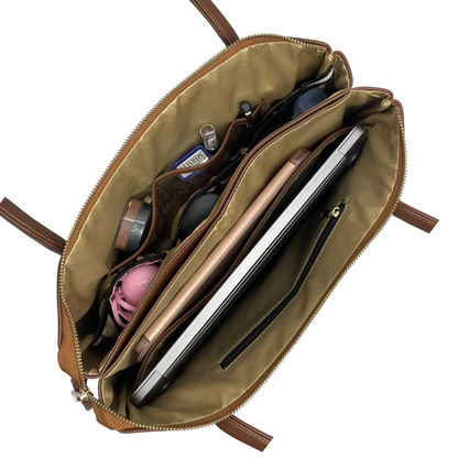Bohomia City Tote (Light Brown) | Medium Size Work Tote for Women | Fits iPad & MacBook Air
