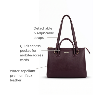 Bohomia Metropolitan Totepack (Black) - 3 Way Carry Work Tote with Laptop Compartment + 8 Pockets