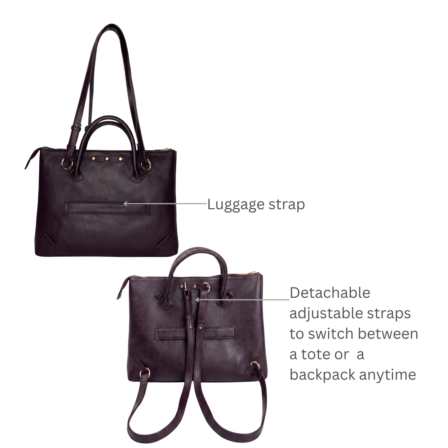 Bohomia Metropolitan Totepack (Black) - 3 Way Carry Work Tote with Laptop Compartment + 8 Pockets