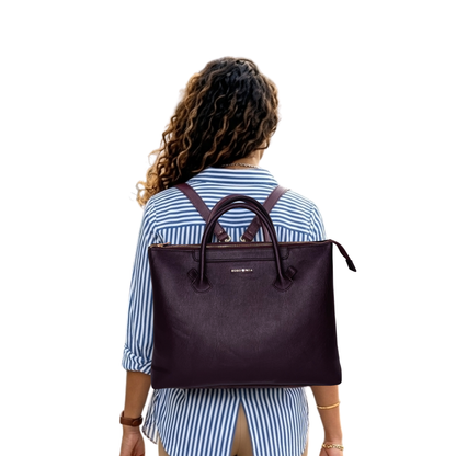 Bohomia Metropolitan Totepack (Dark Cherry) - 3 Way Carry Work Tote with Laptop Compartment + 8 Pockets