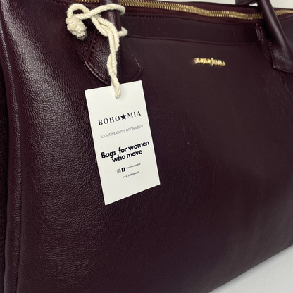 Bohomia City Tote (Dark Cherry) | Medium Size Work Tote for Women | Fits iPad & MacBook Air