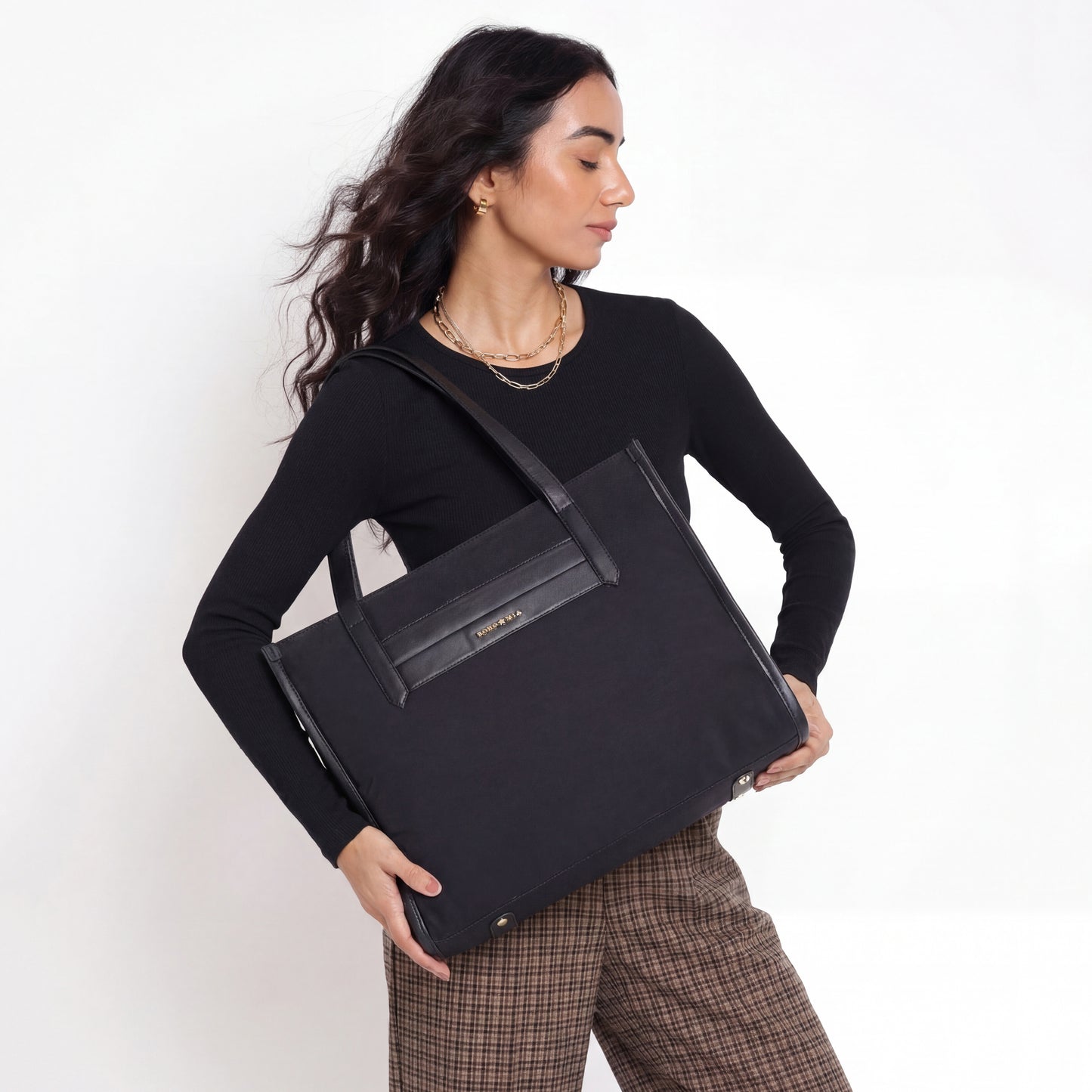 Bohomia All-Day Tote Black (Structured Tote With Laptop Compartment)