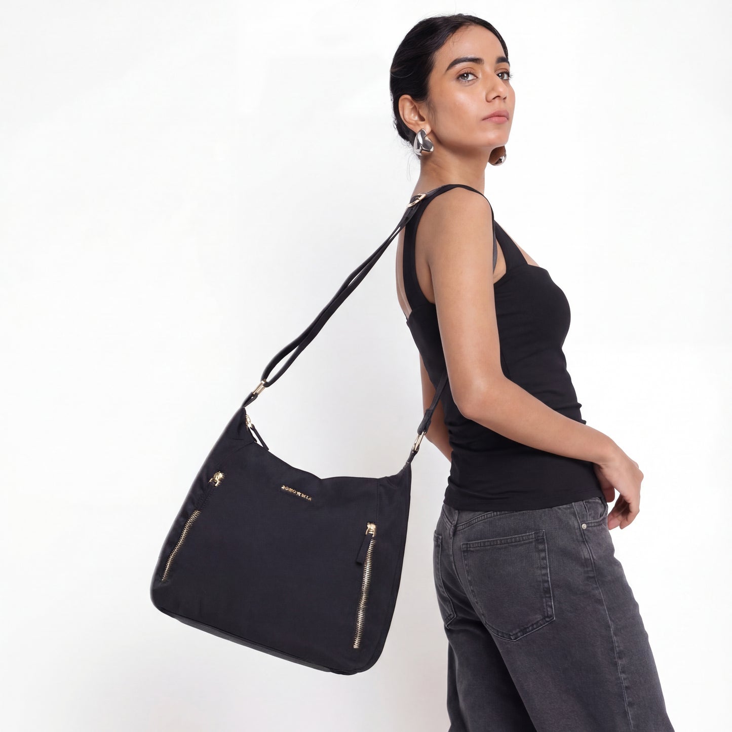 Bohomia Essential Hobo Bag Black (Brand Logo Strap)
