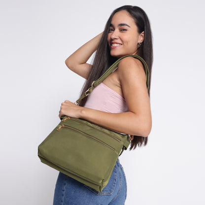 Tripper Crossbody/Sling Bag (Metal Zip) Olive Green
