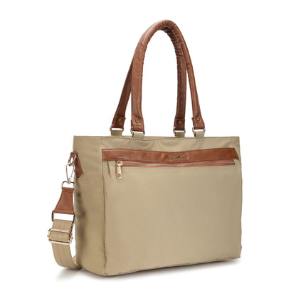 Wanderer Midi Work Bag (Sand) - Versatile Everyday Work Tote with Laptop Compartment & Pockets