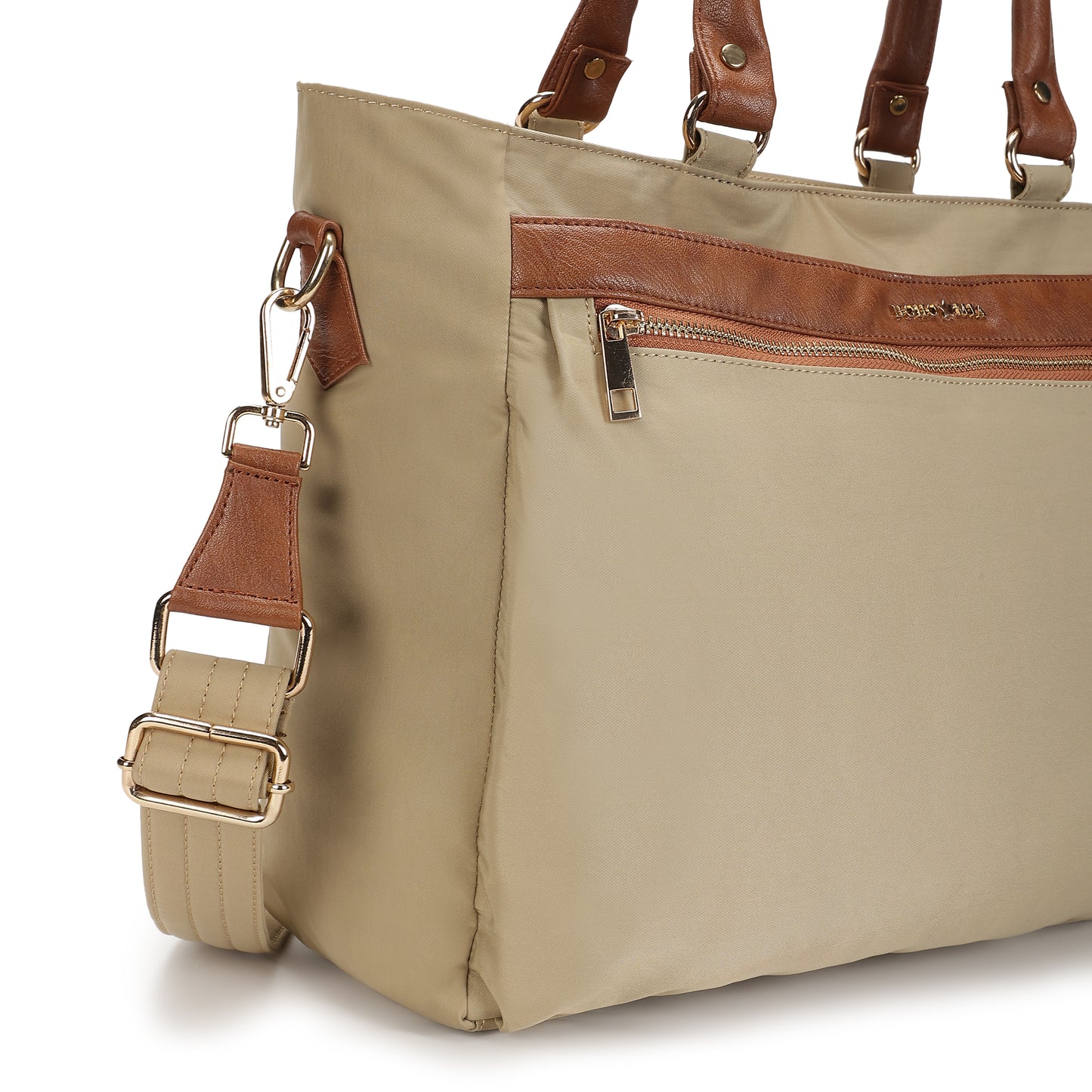 Wanderer Midi Work Bag (Sand) - Versatile Everyday Work Tote with Laptop Compartment & Pockets