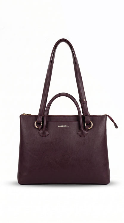 Bohomia Metropolitan Totepack (Dark Cherry) - 3 Way Carry Work Tote with Laptop Compartment + 8 Pockets