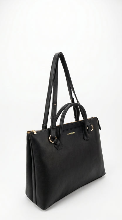 Bohomia Crisp Totepack (Black) - 3 Way Carry Work Tote with Laptop Compartment + 8 Pockets