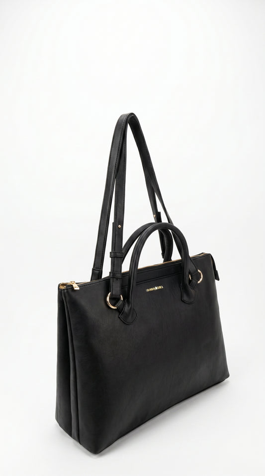 Bohomia Metropolitan Totepack (Black) - 3 Way Carry Work Tote with Laptop Compartment + 8 Pockets