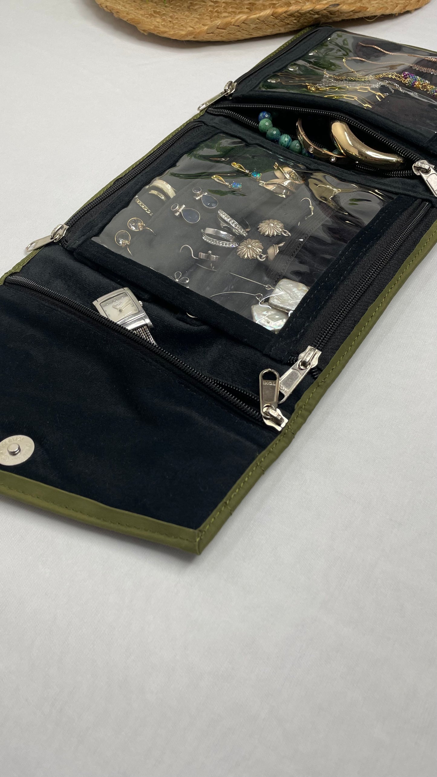 Jewellery Folder -Jewellery Organizer From Bohomia -Olive Green