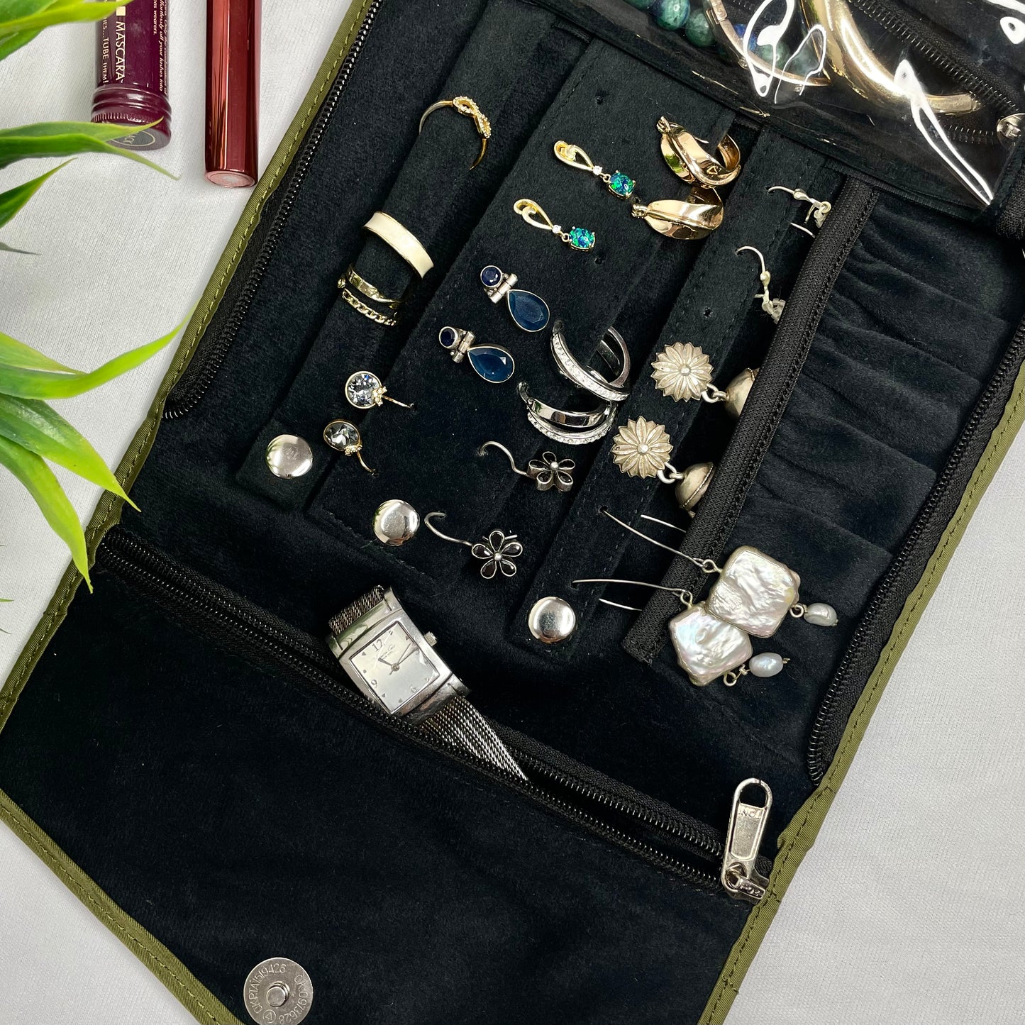 Jewellery Folder -Jewellery Organizer From Bohomia -Olive Green