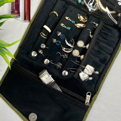 Jewellery Folder -Jewellery Organizer From Bohomia -Olive Green