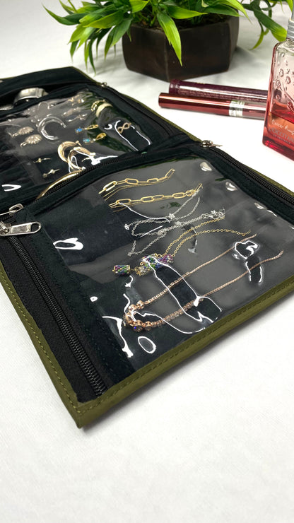 Jewellery Folder -Jewellery Organizer From Bohomia -Olive Green
