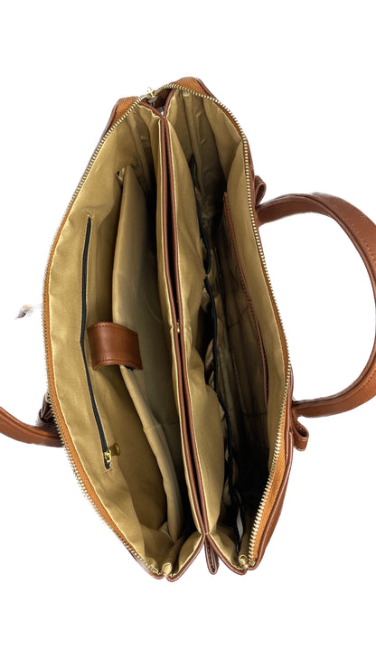 Bohomia Metropolitan Totepack (Light Brown) - 3 Way Carry Work Tote with Laptop Compartment + 8 Pockets