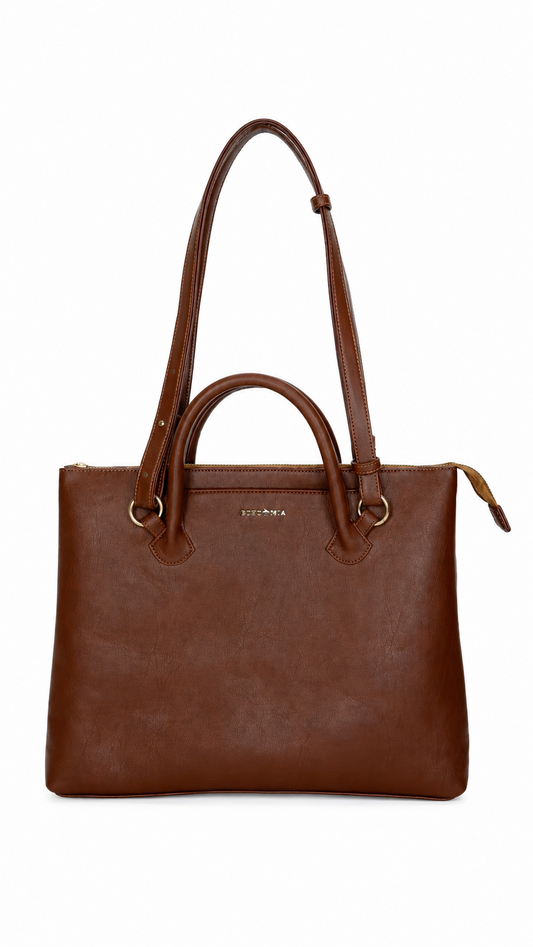 Bohomia Metropolitan Totepack (Light Brown) - 3 Way Carry Work Tote with Laptop Compartment + 8 Pockets
