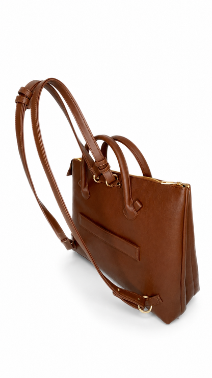 Bohomia Metropolitan Totepack (Light Brown) - 3 Way Carry Work Tote with Laptop Compartment + 8 Pockets