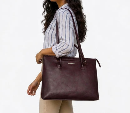 Bohomia Metropolitan Totepack (Light Brown) - 3 Way Carry Work Tote with Laptop Compartment + 8 Pockets
