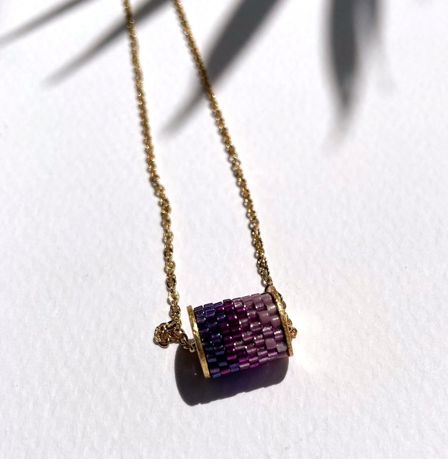Barrel Pendant Ombre Grape 18K Gold Plated Necklace