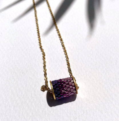 Barrel Pendant Ombre Grape 18K Gold Plated Necklace