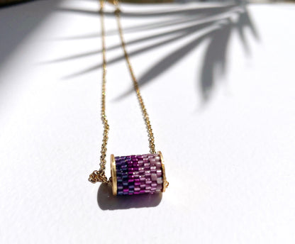 Barrel Pendant Ombre Grape 18K Gold Plated Necklace