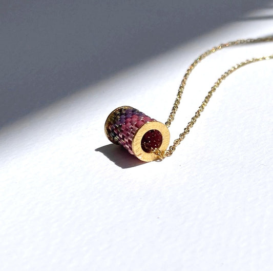 Barrel Pendant Ombre Pink 18K Gold Plated Necklace
