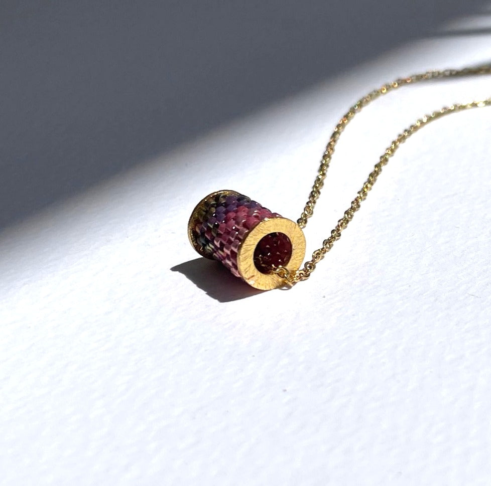 Barrel Pendant Ombre Pink 18K Gold Plated Necklace