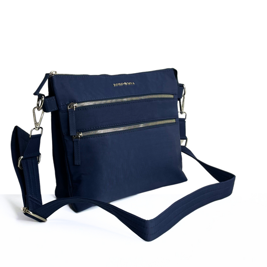 Tripper Crossbody/Sling Bag - Navy Blue (Silver Metal Zip)