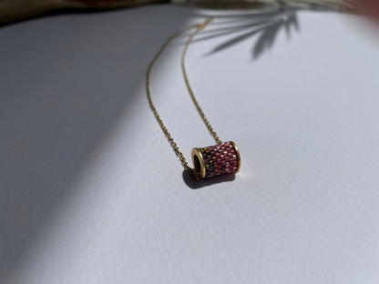 Barrel Pendant Ombre Pink 18K Gold Plated Necklace