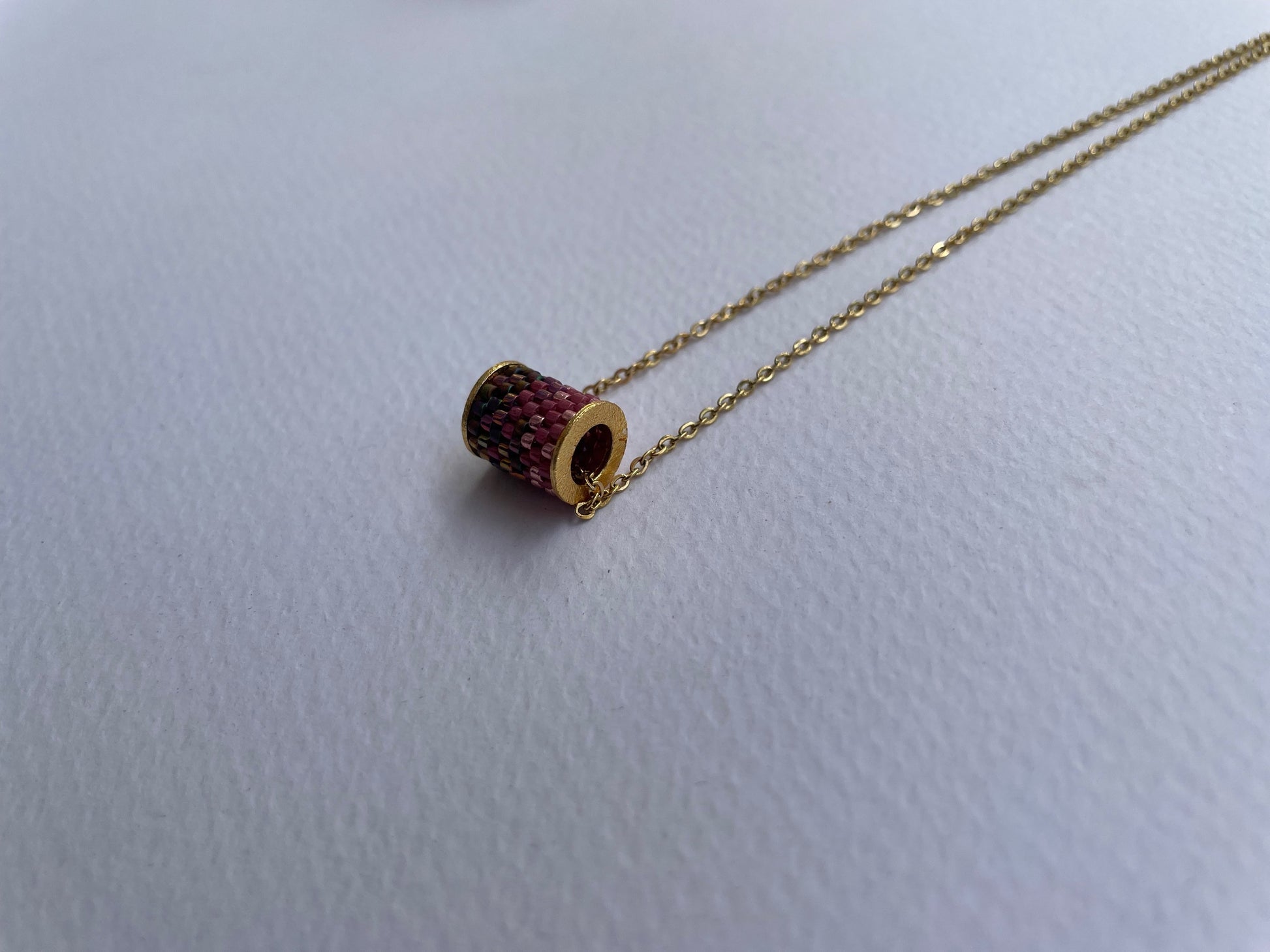 Barrel Pendant Ombre Pink 18K Gold Plated Necklace