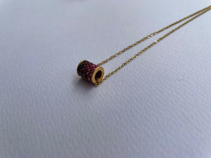 Barrel Pendant Ombre Pink 18K Gold Plated Necklace
