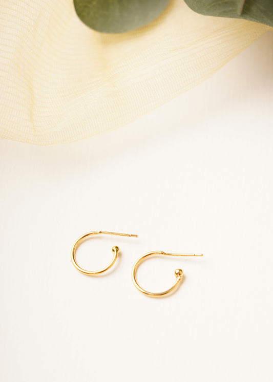 Mini Hoop Earring With  Ombre Mint Charm | 18K Gold Plated