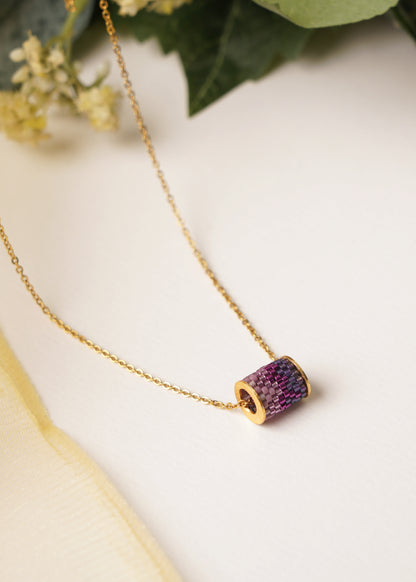 Barrel Pendant Ombre Grape 18K Gold Plated Necklace
