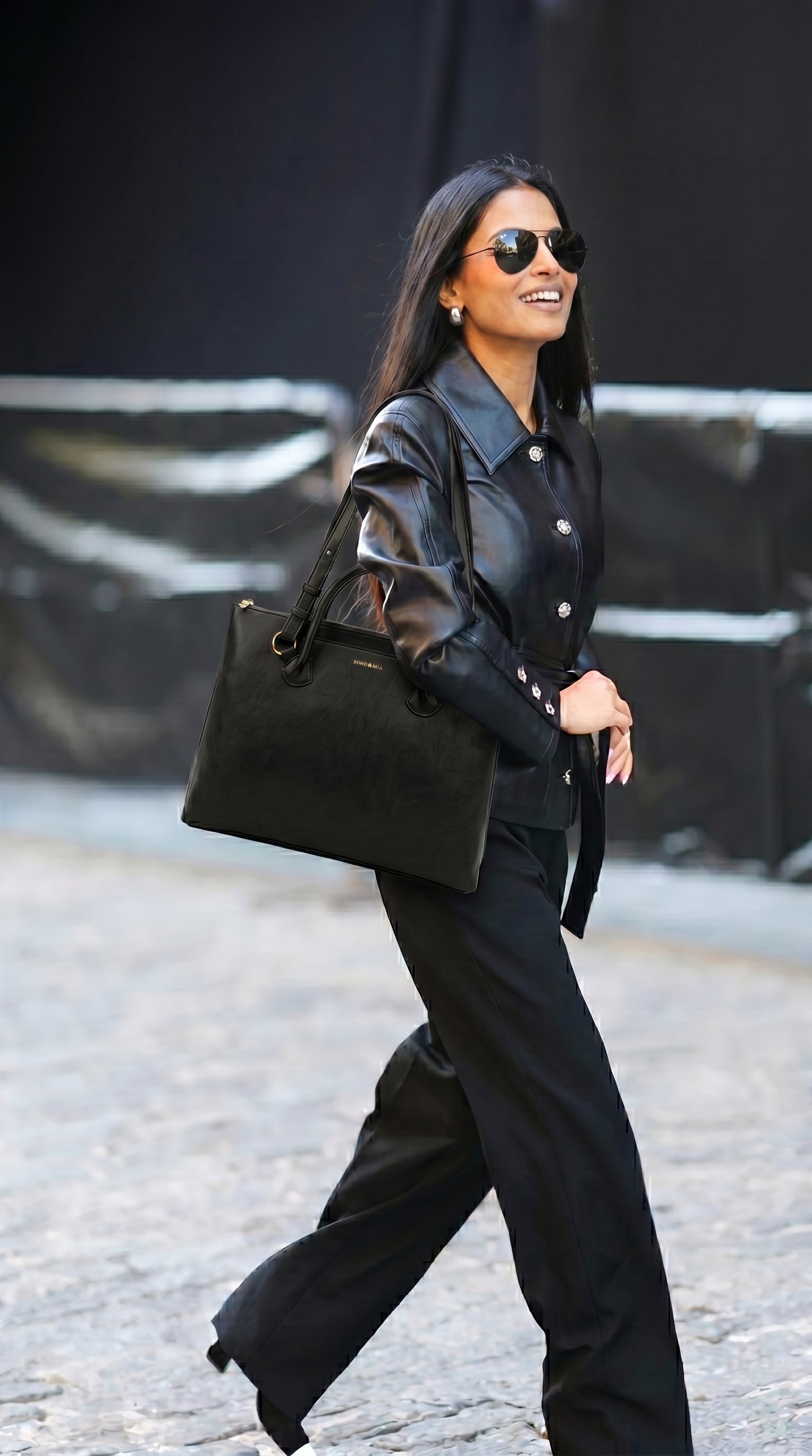 Bohomia Metropolitan Totepack (Black) - 3 Way Carry Work Tote with Laptop Compartment + 8 Pockets